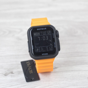 Jam tangan Pria Skymax 2301 tali silicon/rubber kotak digital original