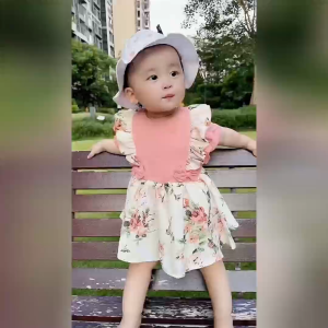 Baby Girl Bodysuit Hairband Set Floral Bodysuit + Bow Hairband for 6-12 months baby