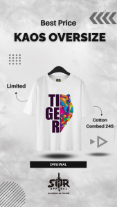 Kaos Oversize tiger Cotton Combed 24s baju Pria & Wanita