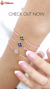 Gelang Tali Serut Kombinasi Emas Clover Stone J5 Ismoyo