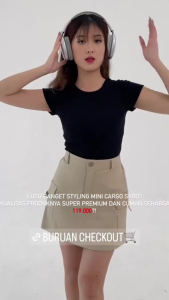 Rok Cargo Pendek Wanita Polos Katun American Drill Korean Style Mini Skirt Premium Terbaru