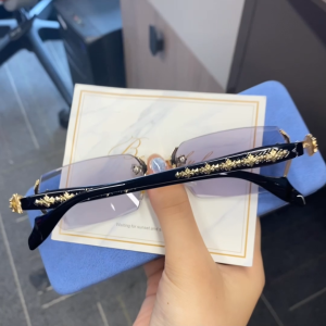 Diamond Frameless Metal Frame Cut Edge Photochromic Graded Glasses for Nearsighted for Men and Women Anti-blue Light