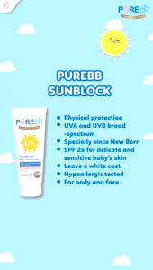 Pure BB Purebb Sunblock Baby Cream SPF 25 ( 50gr & 100gr ) - Sun Protection Sunblock Bayi - Perlindungan Sinar UV