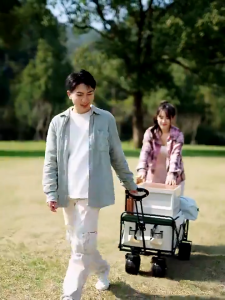 【Lionlead Mall】150L Outdoor Trolley Wagon Foldable Cart Beach Shopping Camping Cart with Storage Basket Garden Carts Collapsible Troli