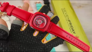 Promo Paket Box Exclusive + Tali Rubber / Jam Tangan SevenFriday Kotak List VA-745SAR / Jam Tangan Fashion Wanita Tali Kulit Diameter 4 cm