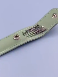 korek kuping 6 in1 plus pouch stainless ear pick 6in1 set pembersih telinga isi 6 tas kulit SH S07