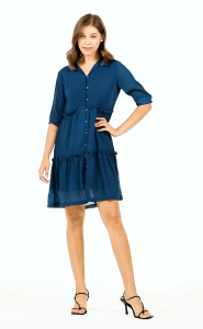 Krizia Button Down Tier Smocked Dress