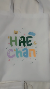 Tote Bag Distro 2 Totebag Pria Wanita Bahan Canvas Putih Tebal Resleting Ukuran 30x40 | Devva.id