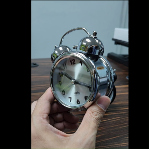 Metal Frame Ring Bell Table Alarm Clock with Silent Movement and Back Light