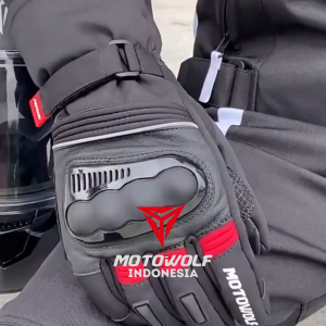Motowolf Sarung Tangan Waterproof + Whiper Anti Air Hangat Touchscreen 0318