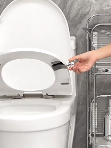 Toilet Cover Lifter 2 Designs Electroplating Toilet Seat Lid Lifter Fashion Lid Handle Anti-dirty Bathroom Toilet Accessories Electroplating Process Toilet Seat Without Cover Handle And Ensure More Stable Pasting Toilet Lid Lifting Device Toilet Lifter