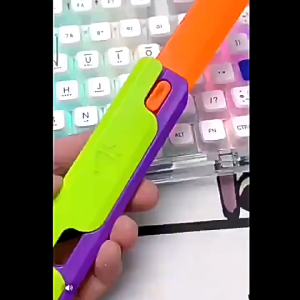 Long handle 3D extended gravity knife radish decompression toy decompression push brand luminous small toy