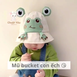 (Có video) Nón cho bé (3 tháng - dưới 4 tuổi) mũ bucket chống nắng CHÚ ẾCH vải mềm êm (Ảnh thật) - CC0836