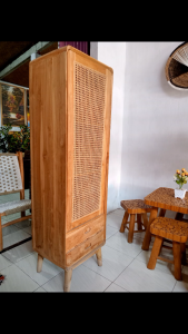 Lemari 1 Pintu Kombinasi Anyaman Rotan Kayu Jati Lemari Minimalis Almari Antik Murah