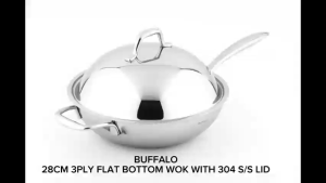 TTHUAN BUFFALO 28CM/32CM 3-PLY SUS304 HONEYCOMB WOK FLAT BOTTOM WOK WITH STAINLESS STEEL LID (NO COATING) 牛头牌.28CM/32CM 100% 无涂层不脱落