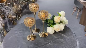 3 Height Crystal Candle Holder 28cm Tempat Lilin Kristal Gold Premium Dekorasi Minimalis Natal Pesta Pernikahan Hiasan Rumah Mewah Hiasan Meja Makan