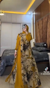 K-FASHION Baju Gamis Set Hijab Terbaru Lebaran Viral Outfit premium Import Kekinian Mewah Dress Marmer