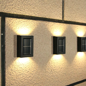 10LED Lampu Taman Tenaga Surya Lampu Dinding Sensor Otomatis Tahan Air 2pcs Luar Ruangan Lampu Atas dan Bawah Lampu Pagar Dekorasi Natal untuk Halaman Villa Koridor Teras Lanskap Putih Hangat