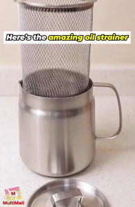 3 in 1 Oil Strainer Container Stainless Steel | Oil Strainer Pot | Oil storage pot Oil Strainer Pot Container Jug Storage Can With Filter Cooking Oil Pot For Kitchen Household Tools