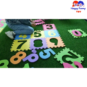 TOY😊พร้อมส่ง💯 โฟมรองคลาน ขนาด 30x30 ซม 10แผ่น แผ่นรองคลาน EVA Mat จิ๊กซอว์ปูพื้น ลาย ตัวอักษร / ตัวเลข /สัตว์ / ABC โฟมจิ๊กซอว์