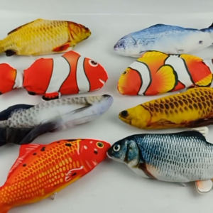 Artificial Fake Fish Doll Cat Fish Toy Plush Pillow Bite Chew Toy Kitten Pet Toy Simulation Mainan Kucing Mainan Bayi USB充电模式玩具鱼