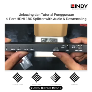 LINDY HDMI Splitter 4 Port with Audio & Downscaling 18G 4K 60 HDR 1 Input 4 Output