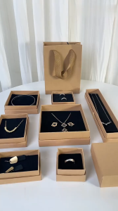 Hộp Đựng Trang Sức Màu Kraft Lót Xốp Nhung Sẵn Rãnh Cứng Cáp Cao Cấp