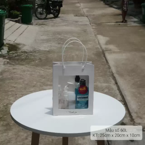 [COMBO 2]Túi giấy màu trắng mặt kính - QUAI NHỰA - ĐỰNG QUÀ TẶNG...