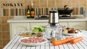 800W SOKANY Electric Food Chopper Food Processor 2L Glass Bowl Grinder for Meat Vegetables Nuts Stainless Steel Motor