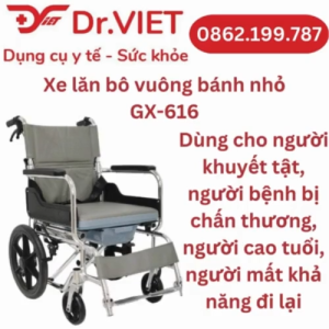 Xe lăn bô vuông bánh nhỏ Lucass GX-616