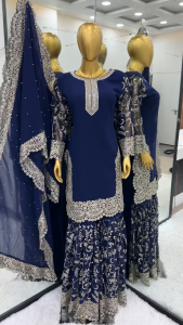 [PRE-ORDER] Ready Made Heavy Faux Georgette With Heavy Embroidery Sequence Plazzo (10-15days delivery)