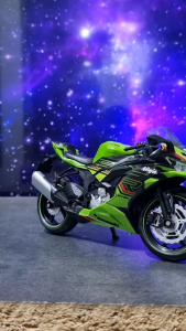 Diecast Miniatur Mainan Motor Kawasaki Ninja ZX-6R Aktif Suspensi 1/12