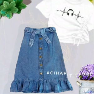 Promo [Bisa COD] Baju Setelan Rok Tali Anak Perempuan