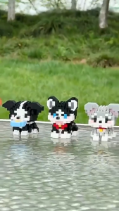 Mainan Nano Blok Model Pajangan Hewan Peliharaan Seri Kucing dan Anjing DIY Dog Building Bricks