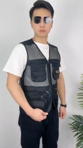 TECTOP Waistcoats for Men Large Size Outdoor Fishing Photographer Vests Tactical Multi-Pocket Mens Sleeveless jacket