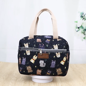 Túi đựng cơm cute văn phòng Túi hộp cơm trưa giữ nhiệt lót bạc Canvas dày giỏ đựng đồ ăn bình nước TC25
