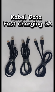Kabel Data Fast Charging 3A HITAM (USB Micro Type C iPhone) / Flash Charge Cable Best Quality