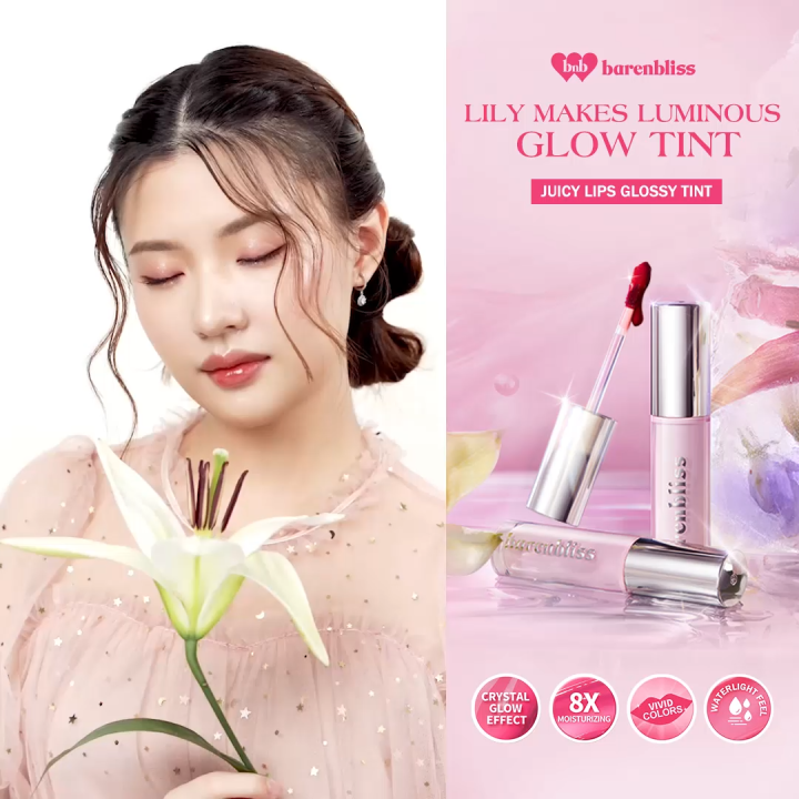 BNB barenbliss Lily Makes Luminous Glow Tint | Lip tint melembapkan, berkilau, berwarna alami dan tahan lama 12 jam