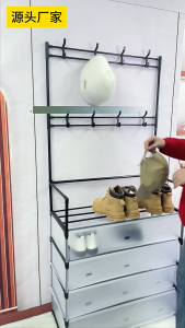 ชั้นวางรองเท้าและเสื้อผ้าแบบพกพา ดีไซน์ทันสมัย พร้อมช่องจัดเก็บของ