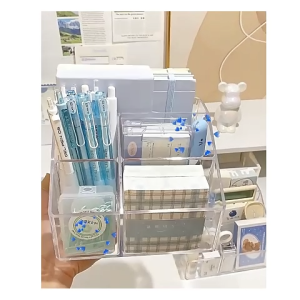 Hộp văn phòng phẩm máy tính để bàn của ống bút thu thập hộp bàn làm việc trong suốt ký hộp hoàn thiện đa chức-HAUSE