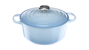 Le Creuset Cast Iron Round French Oven 24cm Classic Stainless Steel/Silver Knob Sand Interior