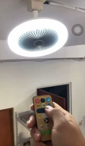 Lampu Kipas Angin Plafon 10 inch Multifungsi Hemat Listrik Dengan Remot Kontrol 3 Warna Cahaya dan 3 Kecepatan Kipas E27 Ceiling Fan Light | Lampu Kipas Plafon