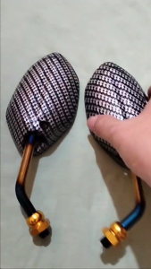 PROMO Spion model beat mini karbon twotone Bakaran Spion karbon twotone tangkai pendek untuk semua motor Honda Yamaha bisa
