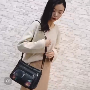 กระเป๋าสะพายข้าง แฟชั่นมีสายคล้องไหล่ ซิปหน้าหลายช่อง ใส่ของได้เยอะDJ633