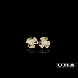 B1603 Bông tai nữ thiết kế trẻ trung đính đá CZ cao cấp sáng lấp lánh UHA