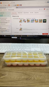 Khay trữ đông bảo quản đồ ăn-Khay làm đá đế silicon có nắng đậy