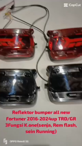 Lampu Reflektor Bumper LED Mara Kucing All new Fortuner VRZ TRD GR 2016-2024 Up 3 fungsi Smoke & Merah