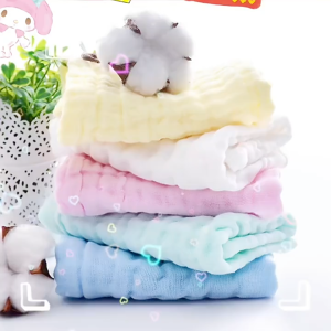 ผ้าเช็ดปากเด็ก แพ็ค 5 ชิ้น นุ่มสบาย ระบายอากาศได้ดี สีสันสดใส FCLOTH01