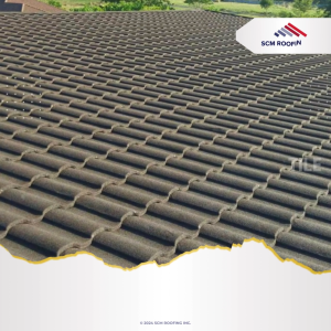 SCM STONE COATED METAL ALUMINUM ZINC ROOFING - ROMAN TILE DESIGN  - COLOR -  BROWN