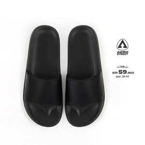 Aerostreet 39-44 Axel Hitam Hitam - Sandal Selop Pria Wanita BAAAA